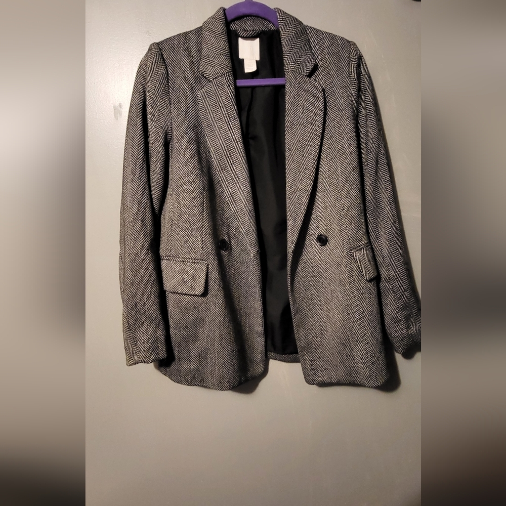 H&M Black Satin Lined Blazer